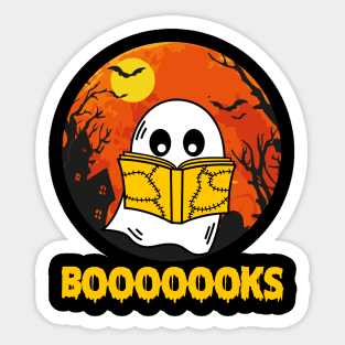 Boooks Ghost Halloween Bookworm Librarian Teacher Sticker